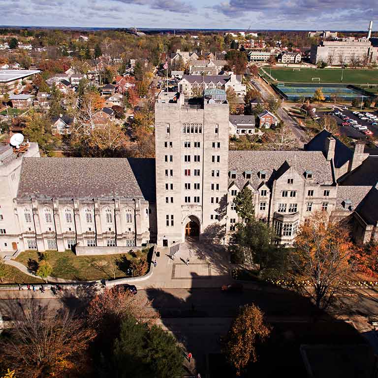 An aerial view of the Indiana Memorial Union